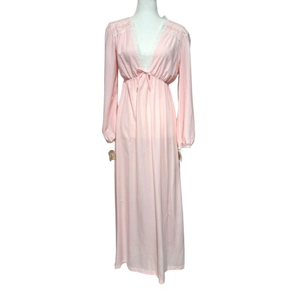 Vintage Nightgown Barad Co Nightwear Womens Size L Pink NOS NWT Long Sleeve Full - Picture 1 of 15